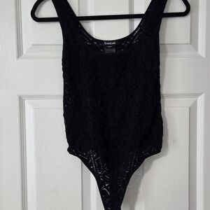 BEBE BlackLace Coquette Sexy Corset Fairy Boudoir Bodysuit Casual Top MEDIUM